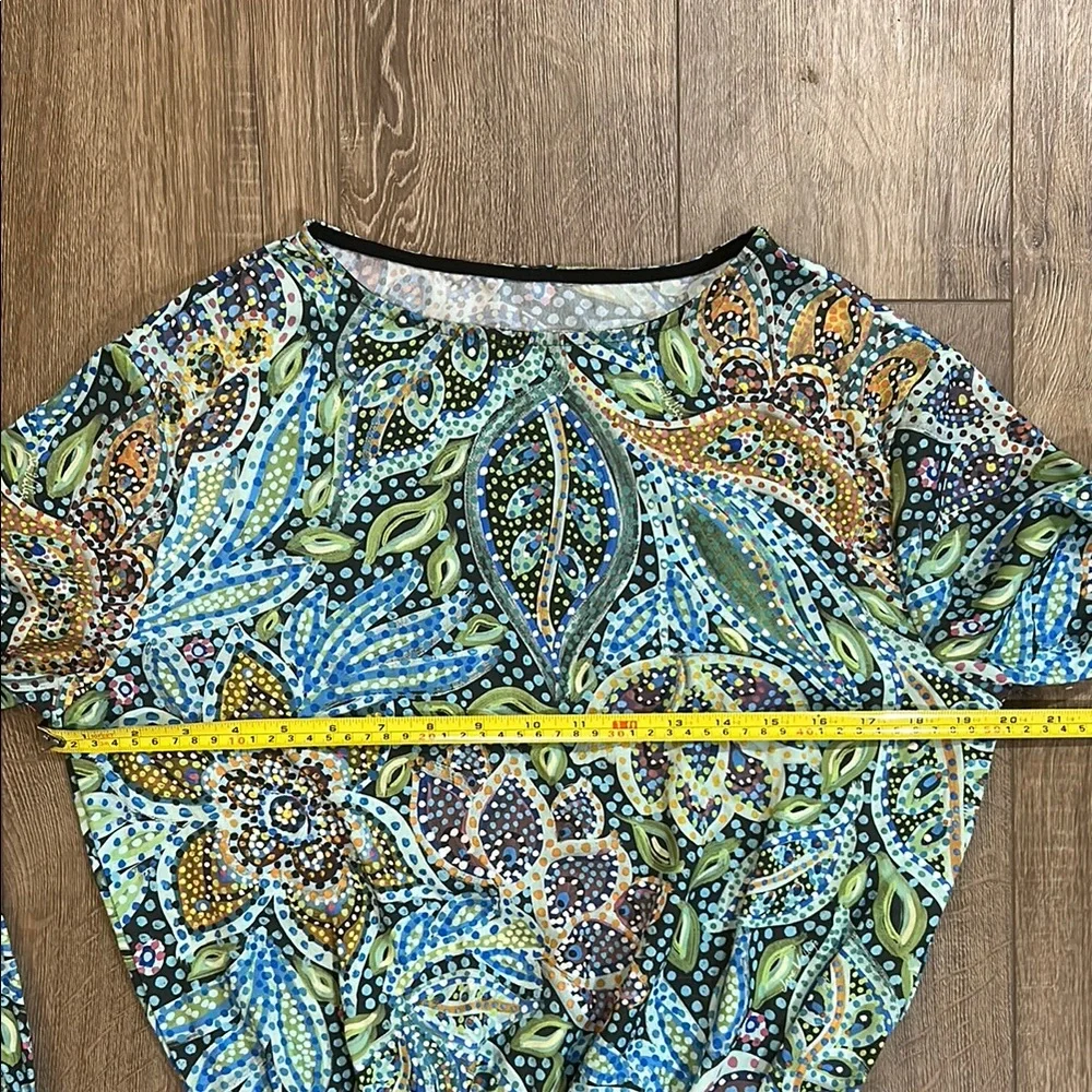 NWOT - ART MOSAIC FASHION by JANE VALLEJO Colorful Cinch Waist Women's Blouse - Picture 8 of 9